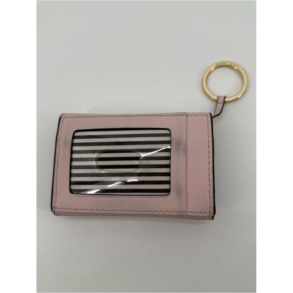 Henri Bendel Leather Pink ID Wallet Key Ring Cardholder *Retired* Dust Bag